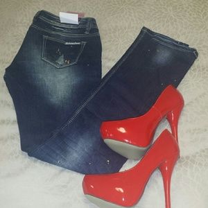 5/$50 Nwt jeans w/gold rhinestone embellishments